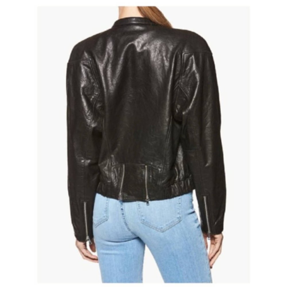 New with Tags -Paige "GIANNA" Leather Biker Jacket, color Black, size Medium - Picture 2 of 11